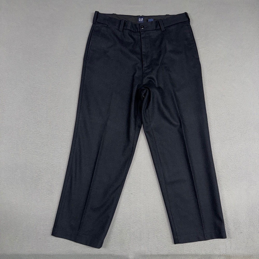 Gap Pants Mens 36x30 Black Straight Stretch Wool Blend Dress Trousers VTG Y2K